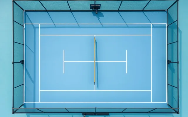 Court de padel vu de dessus avec lignes de service